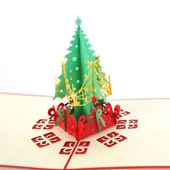 100 kozarcev Vesel Božič 3D Pop Up Kartice, Obletnice, Darila, Kartice, Voščilnice za Vse Priložnosti Visoke kakovosti razglednica