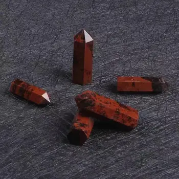 1pc 60mm-70 mm Zdravilni Kamen Sam Opozoril Palico Kristalno Stolpec Točke Rdeče Obsidian Stebrov za Dekorativne