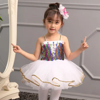 2019 Otrok Dekleta Balet Obleko tutu Ples nositi Usposabljanja, Ples, Balet Tutu Obleko brez Rokavov za dekle, 2-8Y