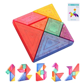 3DTangram za otroke barva z magnetnim logično mišljenje usposabljanje odbor pisanje igre Montessori izobraževalne igrače za fante in dekleta