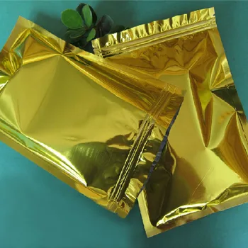80Pcs/ Lot 12*20 cm Zlato Zadrgo Aluminijasto Folijo Zapira Ventil Paket Mošnje Kava v Prahu, Orehe Mylar Embalaži Shranjevanje Vrečk