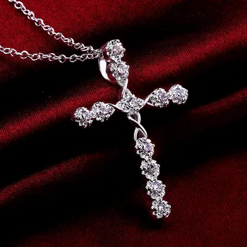 AAA cirkon diamanti križ obesek ogrlice za ženske dragih kamnov, bela, zlata, srebrna barva choker veriga nakit bijoux modni