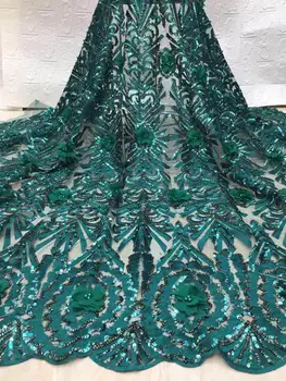 Afriške čipke tkanine 2019 visoke kakovosti Zelenih afriške francoski til tkanine, čipke z bleščicami guipure nigerijski čipke tkanine DYS203