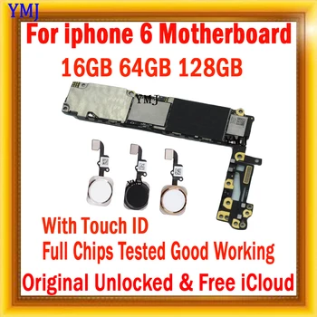 Brezplačno icloud Za iPhone 6 4.7 palčni Motherboard 16GB 64GB 128GB Original Odklenjena Z/BREZ Dotik ID Logiko odbor S Polno Žetonov