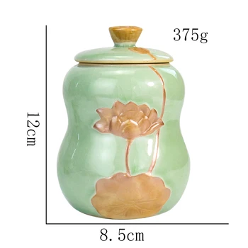 Budistični lotosov Cvet, Keramika Keramika Chinaware Gourd-obliko Čaj Zaprti Jar Pu ' er Coffee Bean Sladkarije Shranjevanje Caddies Posodo