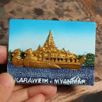 Karaweik Dvorani Burmi Mjanmar, Turizem Potovanja, trgovina s Spominki, Darila 3D Smolo Hladilnik Hladilnik Magnet Nalepke Doma Dekor
