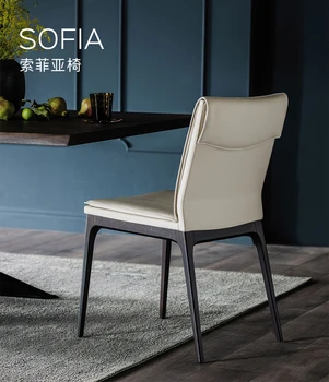 Po meri Fuvos italijanskem slogu svetlobno razkošje preprostega moderno high-end masivnega lesa polno usnja doma jedilni stol knjigo stol oblikovalec