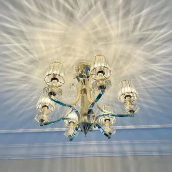 Prenova dnevna soba obesek žarnica za luči luksuzni prosojno E14 zamenjavo kristalno lampshade dodatki stenske svetilke
