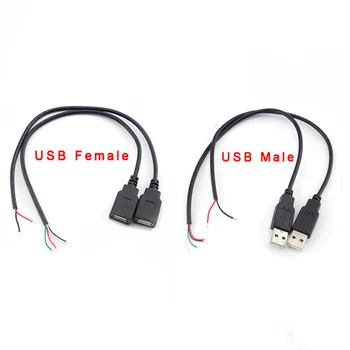 Priključek USB Moški Ženski Kabel 4 Pin Žice Podatkovni Kabel Podaljšek 2 Pin Napajanje za DIY 5V Ac Polnjenje 0,3 M 1M 2M