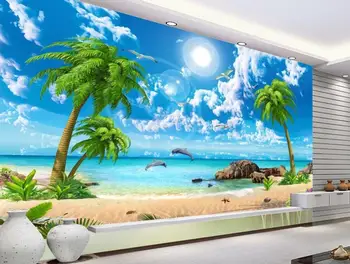 prilagodite fotografije za ozadje steno stensko 3d Plaži seascape Dnevna soba, spalnica stereoskopski 3d ozadje