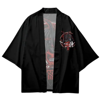 Priložnostne Risanka Bojevnik Natisnjeni Črno Moški Ženske Ohlapna Kimono Plaži Jopico Japonski Yukata Oblačila Harajuku Haori