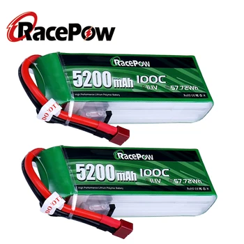 RacePow 5200mAh 11.1 V 3S 100C RC Lipo Baterije s T Dekani Plug Graphene Batterie za RC Avto, Čoln, Letalo, Helikopter 2 enoti