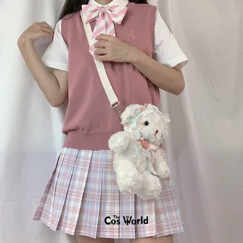 [Sanje] Dekle Žensk Japonski Poletje Visoko Pasu Nabrano Kariran Krila Za JK Šolsko Uniformo Študentov Krpe