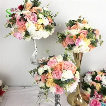 SPR poroka tabela center cvet žogo v cestnem vodi umetno flore centerpiece poroko ozadje dekoracijo cvet