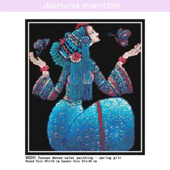 Yunnan Gosto-barve za Barvanje - Pomlad Dekle Diamond Slikarstvo Navzkrižno Šiv Diamantno Ogrlico Mozaik Vzorec Okrasni Dom Slikarstvo